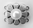 Perlschließe 3rhg. rechteckige Blume eine Perle